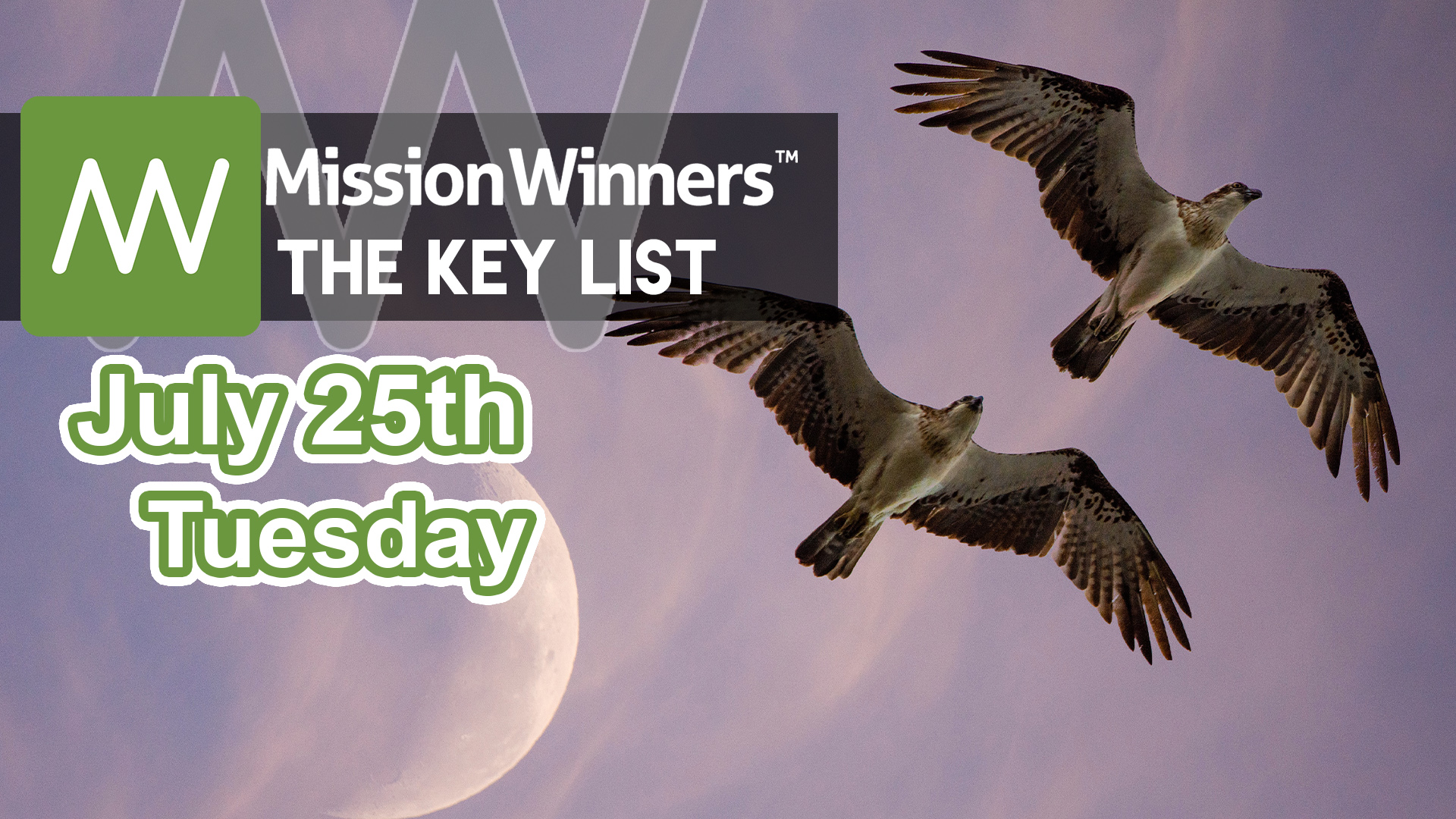 Key List Tuesday Jul 25 2023 Mission Winners