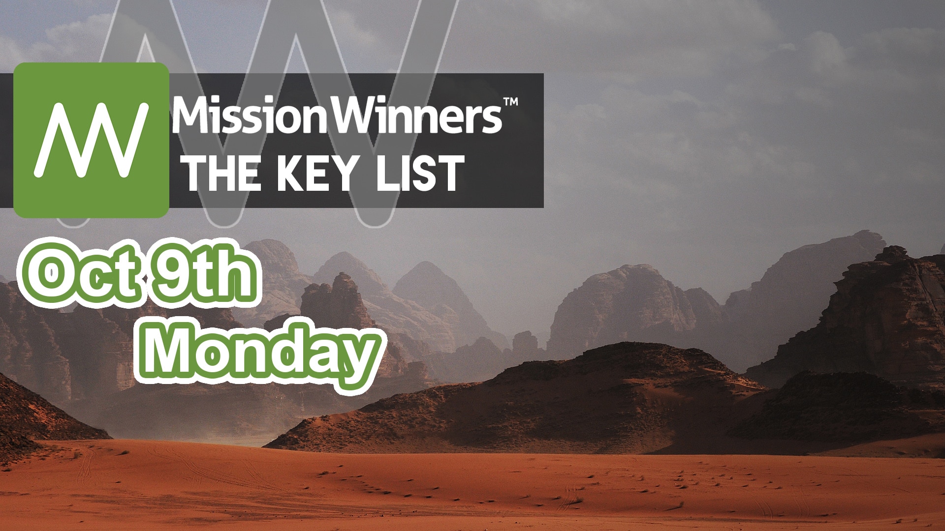 Key List™ Monday Oct 09 2023 - Mission Winners